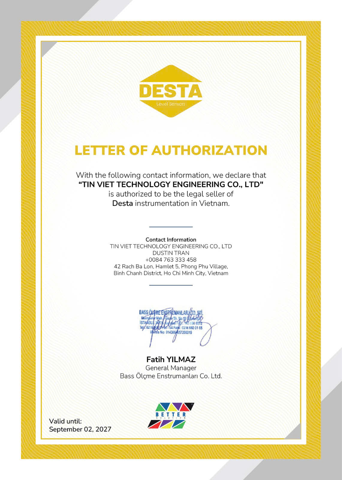 tín việt là nhà phân phối của desta tại việt nam