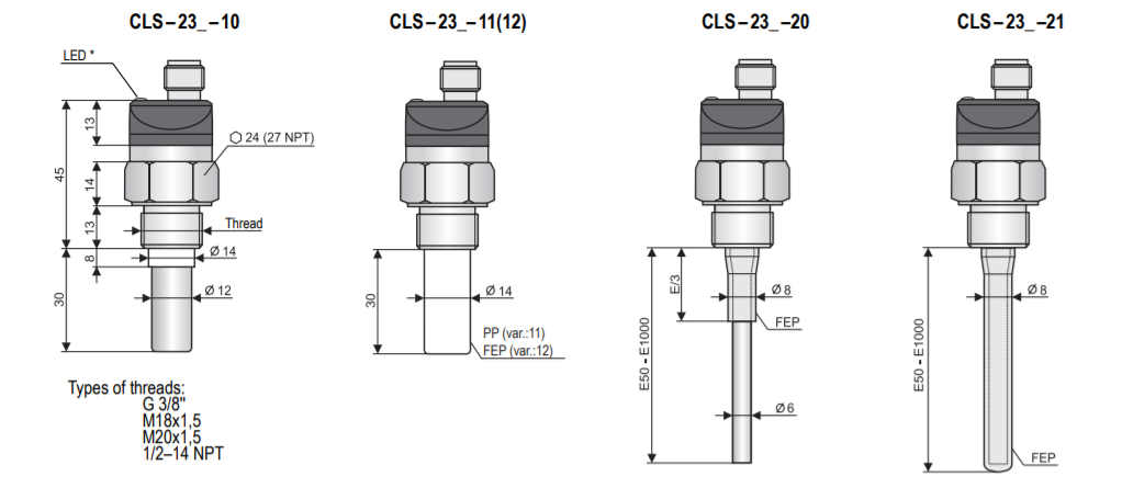 Thông số kỹ thuật của công tắc báo mức nước on off cls-23n