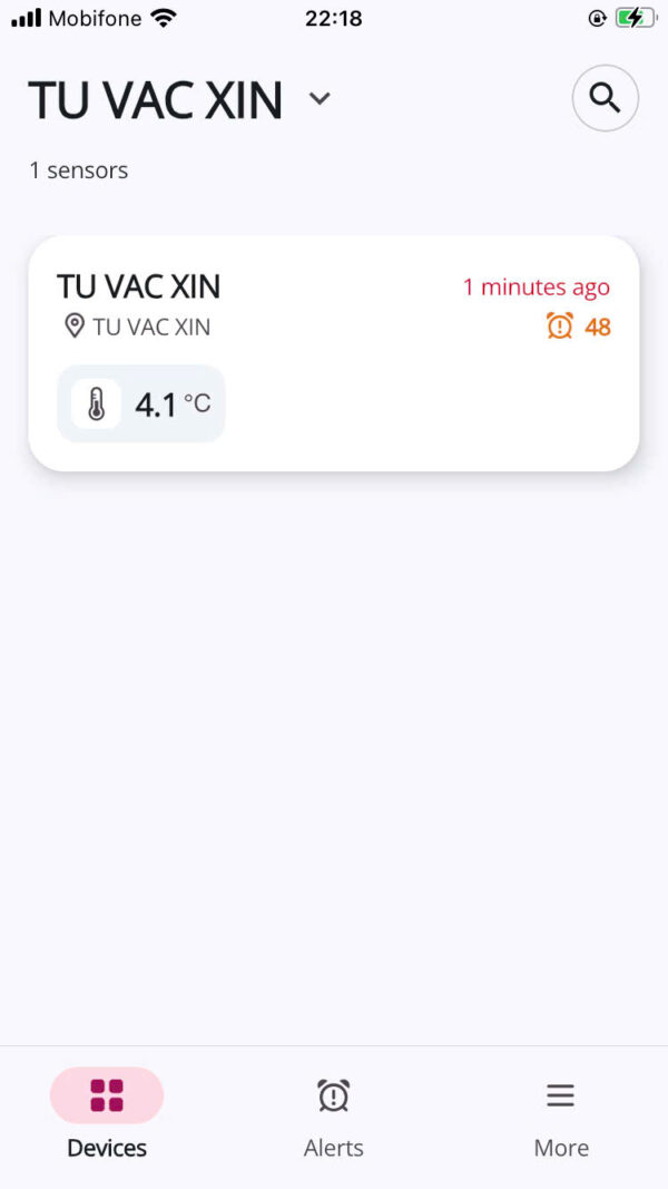 nhiệt độ hiện tại của tủ lạnh bảo quản vắc xin