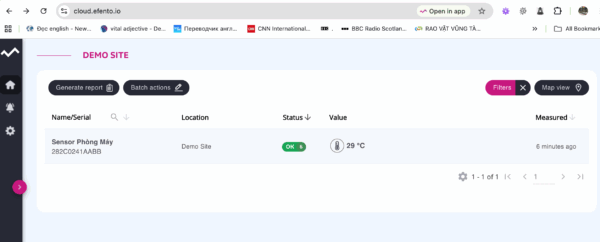 sử dụng trình duyệt web để xem nhiệt độ phòng server