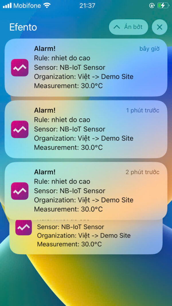 tin nhắn cảnh báo trên app điện thoại